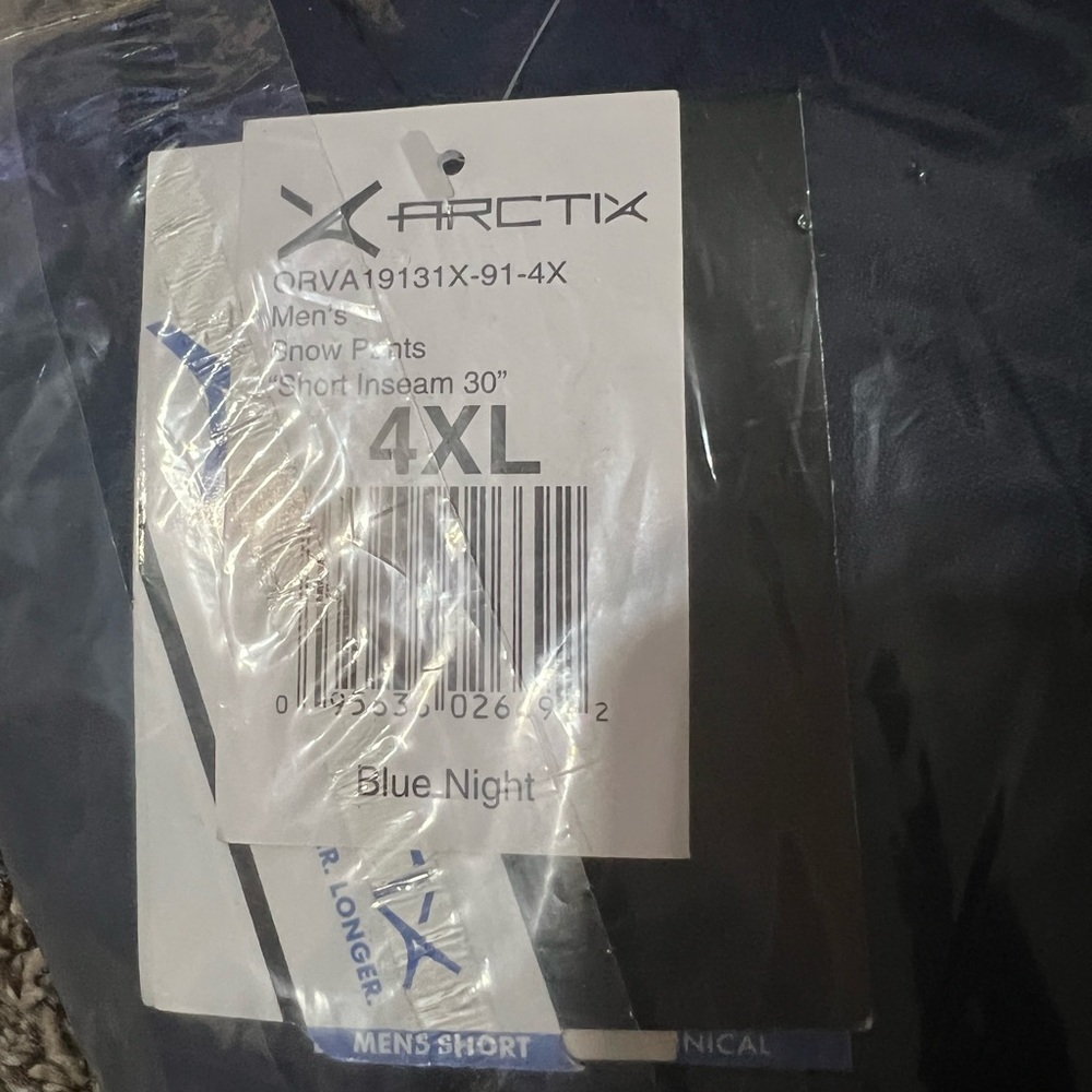 ARCTIX Mens 4XL Snow Pants “Blue Night” 30” inseam Brand New